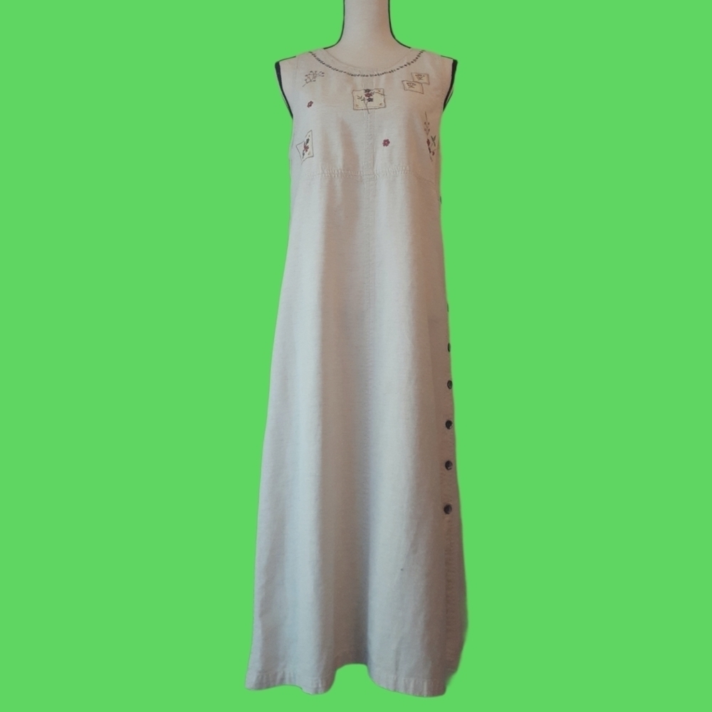 ERIKA ANKLE COTTON LINEN DRESS M